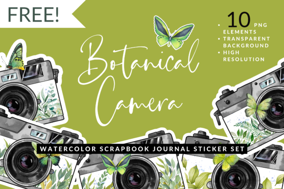 Download Watercolor Leaf Butterfly Camera Sticker - Premium Bundle